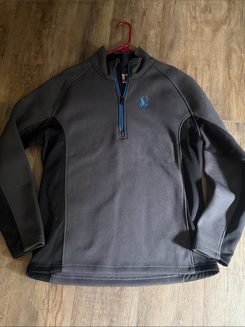Spyder Men's Charcoal Gray Performance Half-Zip with Blue Trim